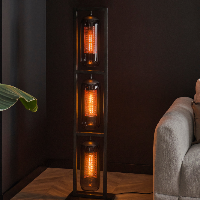 Ember Smoke Glass Floor Lamp