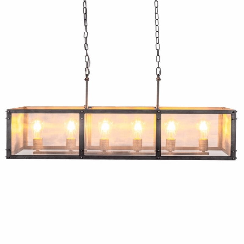 Rectangular Industrial Iron Chandelier