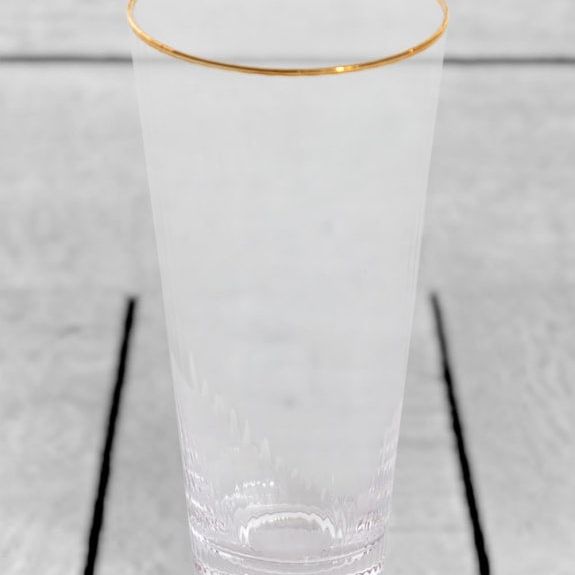 Set of 6 Traditional Highball Glass Tumblers with Gold Rims