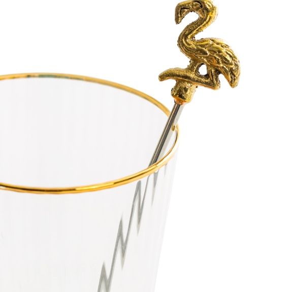 Set of 4 Gold Flamingo Drinks Stirrers