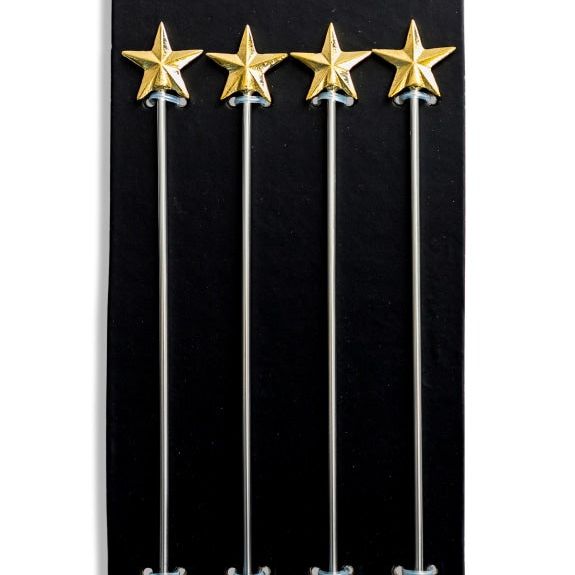 Set of 4 Gold Star Drinks Stirrers
