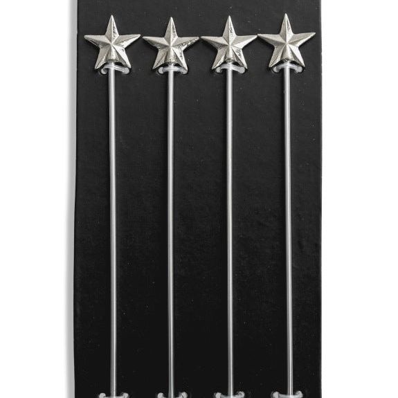 Set of 4 Nickel Star Drinks Stirrers