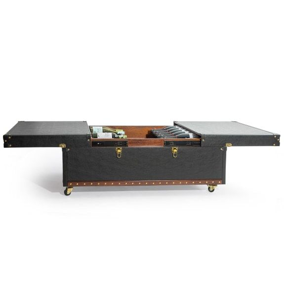 Soho Steamer Leather Coffee Table / Bar Cabinet