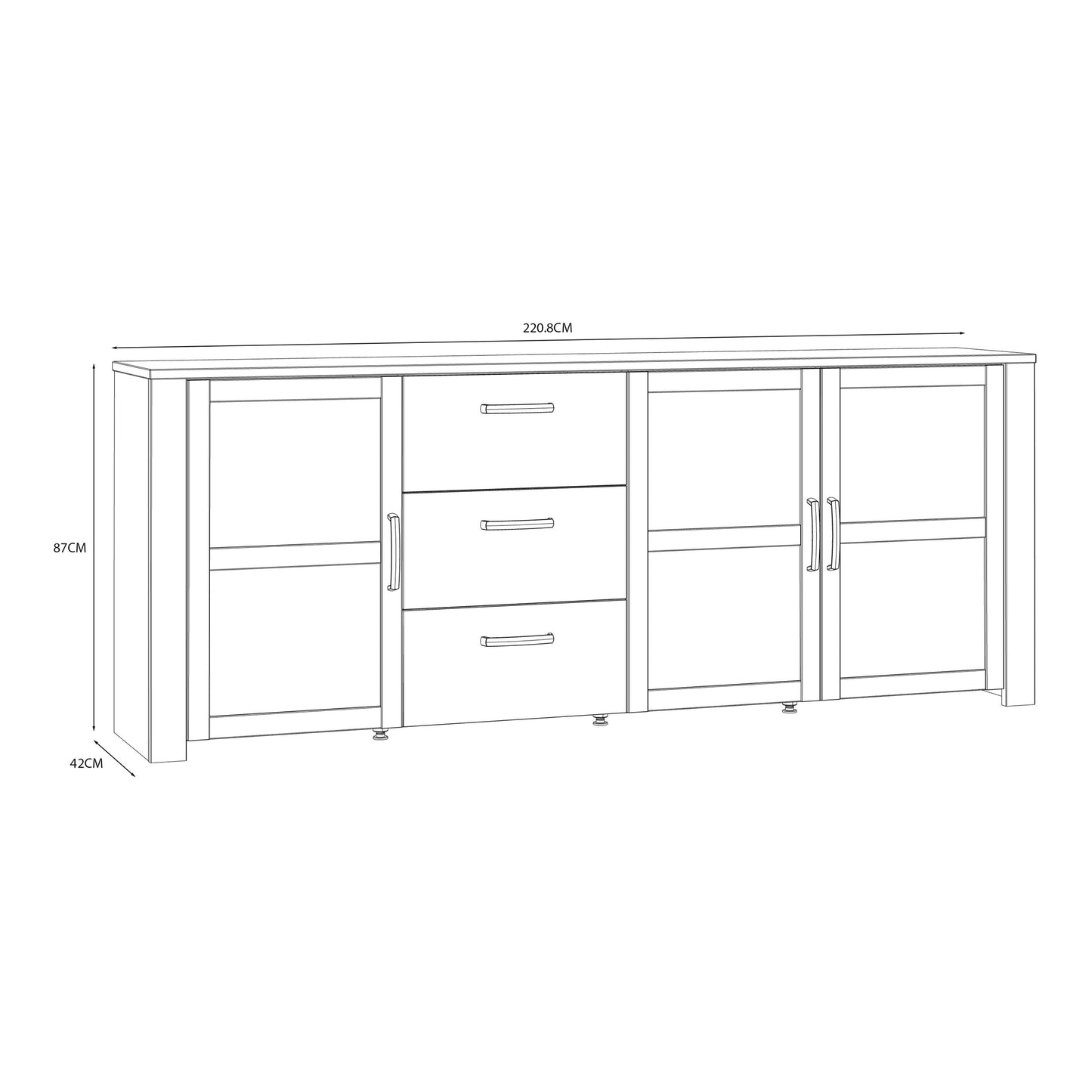 Bohol Large Sideboard in Riviera Oak/White
