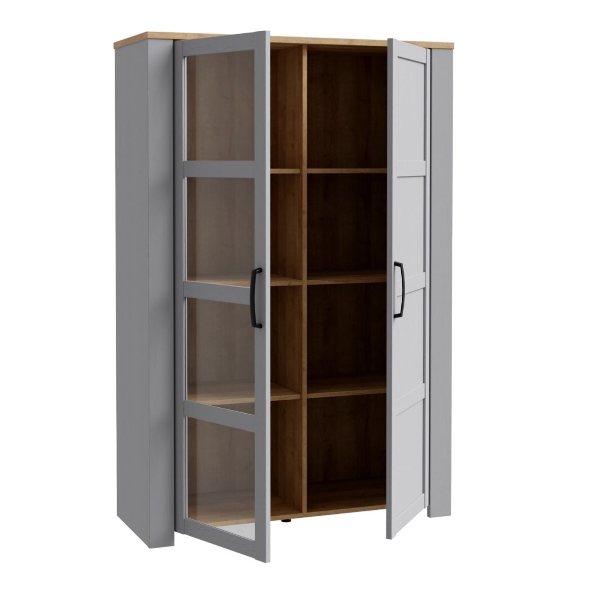 Bohol Display Cabinet in Riviera Oak/Grey Oak with Optional LED Lighting