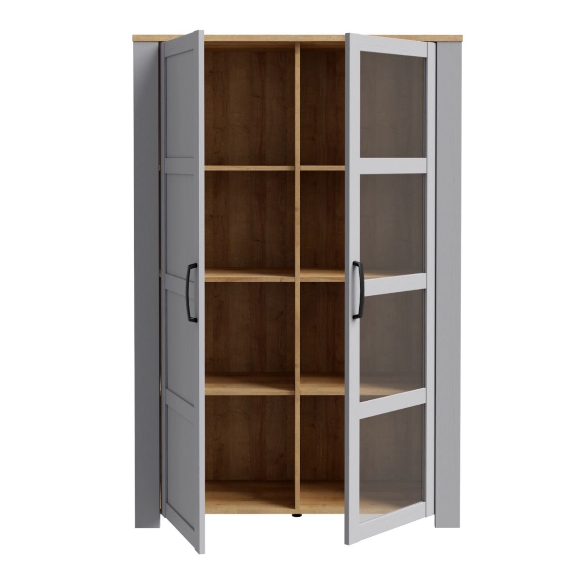 Bohol Display Cabinet in Riviera Oak/Grey Oak with Optional LED Lighting
