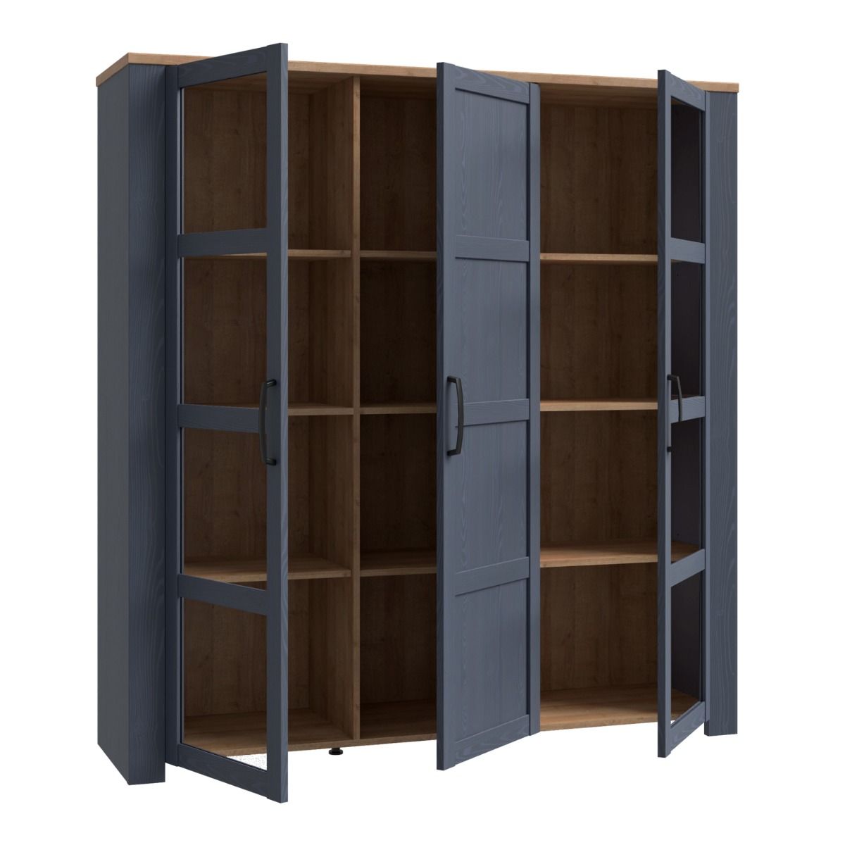 Bohol Large Display Cabinet in Riviera Oak/Navy with Optional LED Lighting
