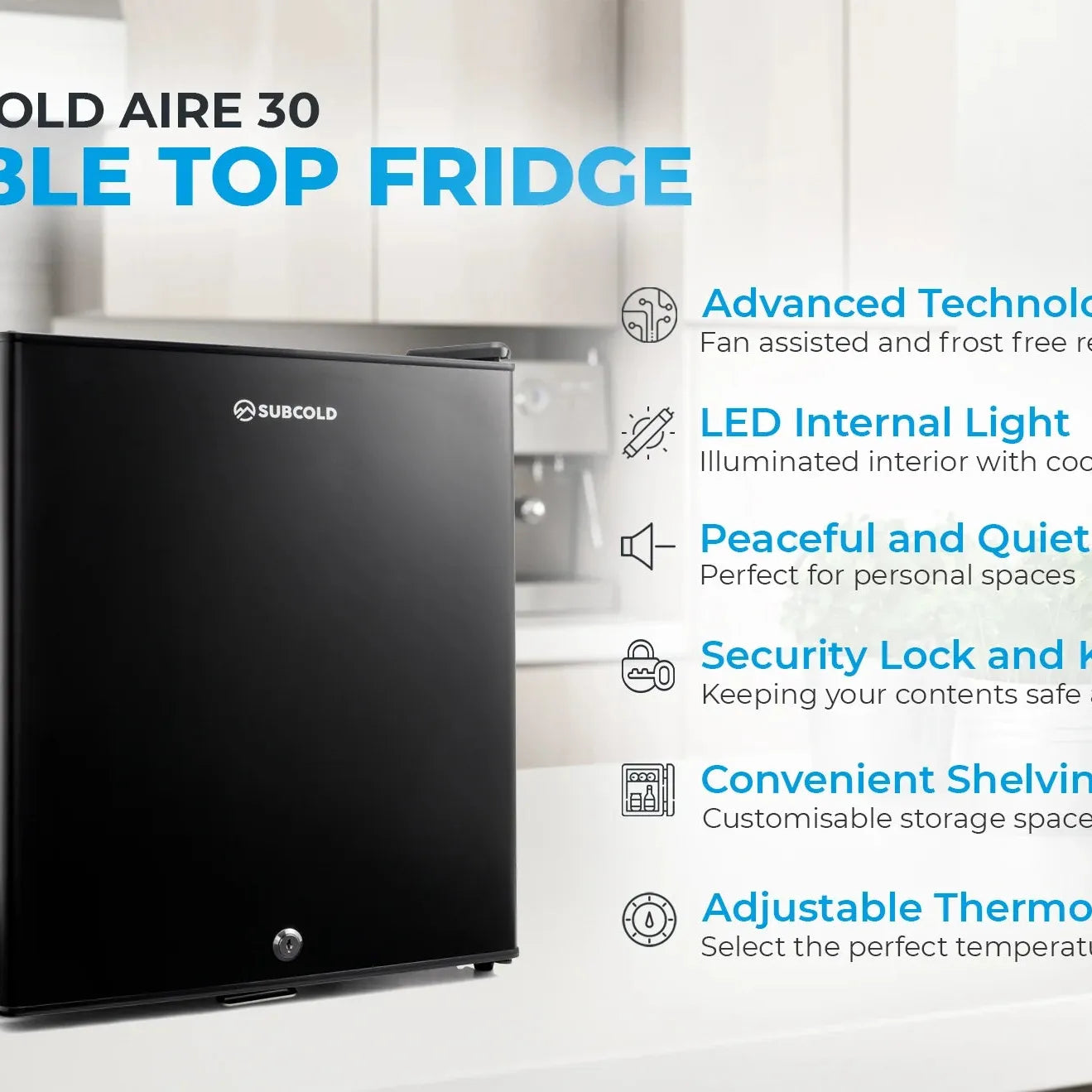 Subcold Aire30 LED Mini Fridge - Black