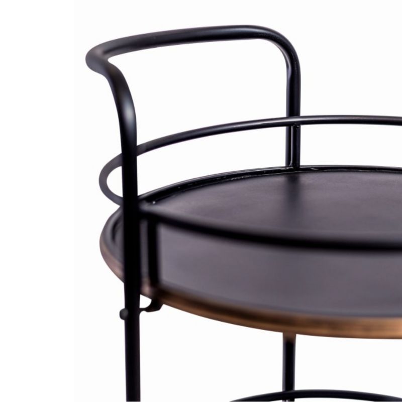 Antiqued Black & Gold 3-Tier Drinks Trolley