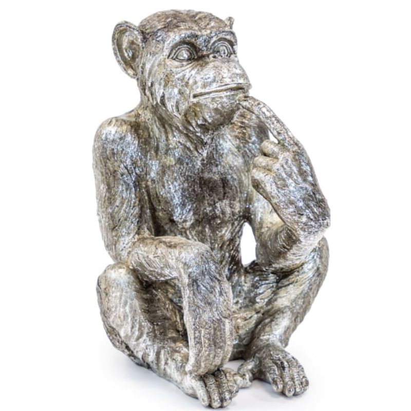Antiqued Silver Sitting Monkey Figure/Bottle Holder