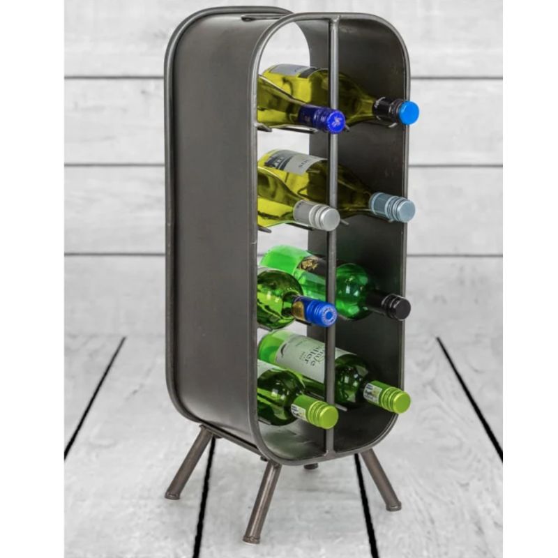 Camden Metal Industrial Small 8 Bottle Wine Rack