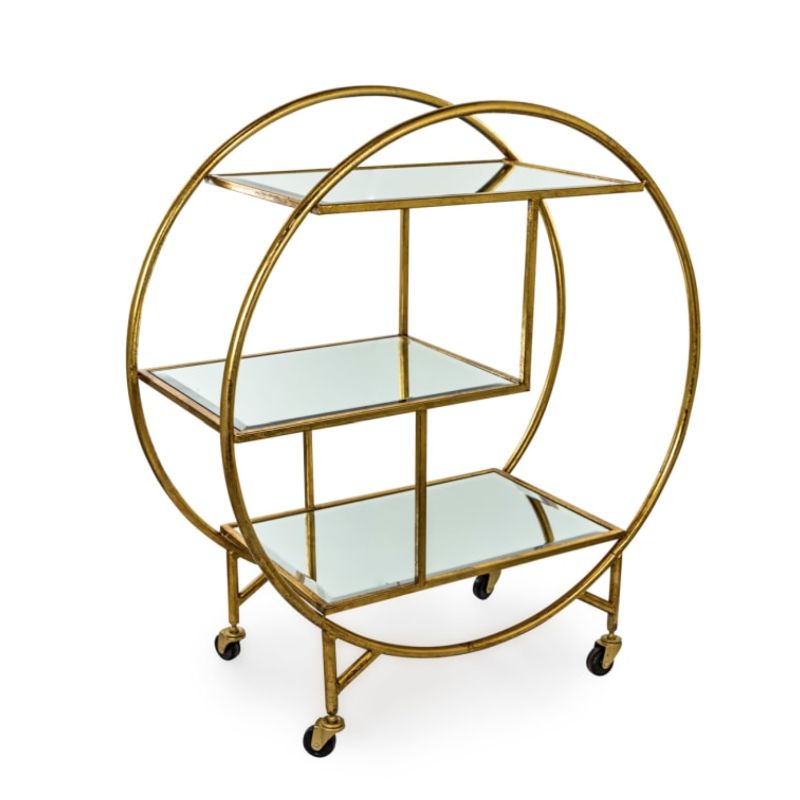 Glam Gold Circular Drinks Trolley