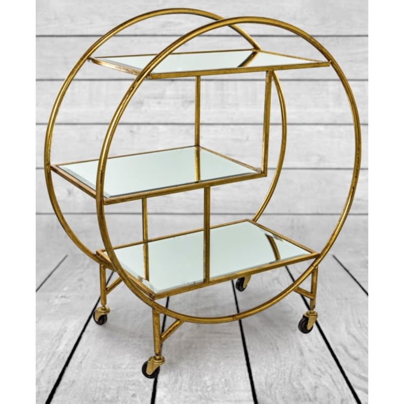 Glam Gold Circular Drinks Trolley