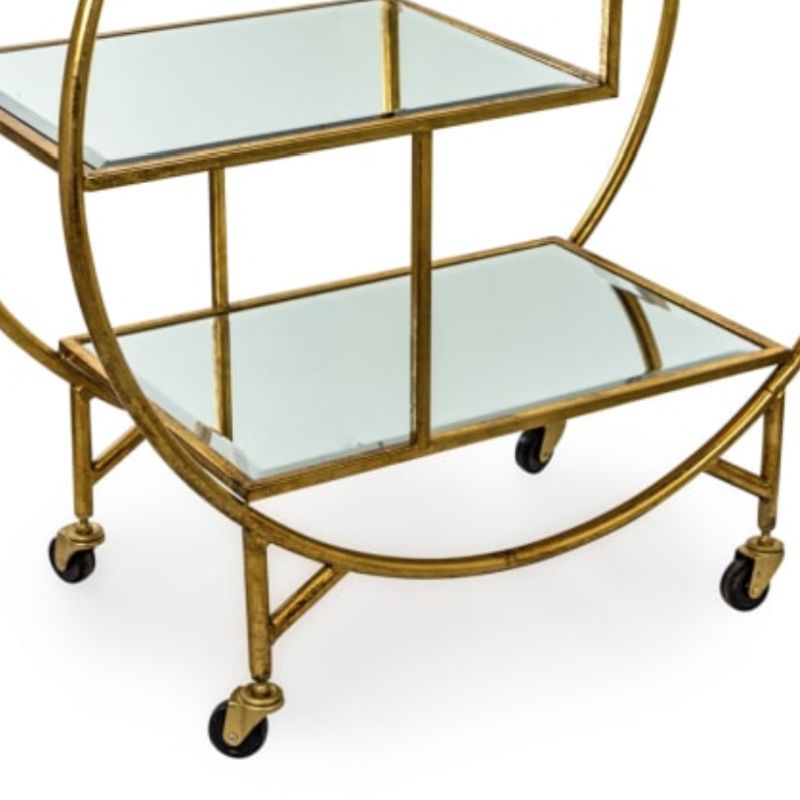 Glam Gold Circular Drinks Trolley