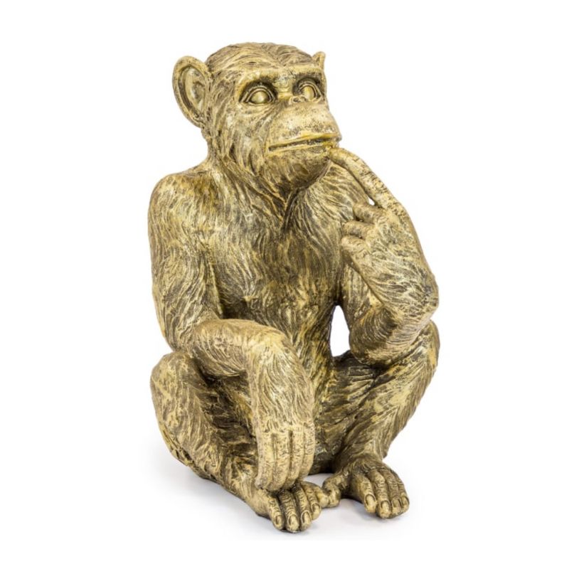 Antiqued Gold Sitting Monkey Figure/Bottle Holder