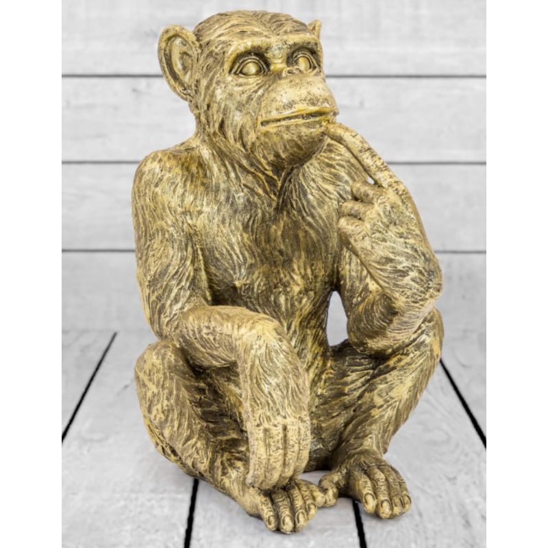Antiqued Gold Sitting Monkey Figure/Bottle Holder