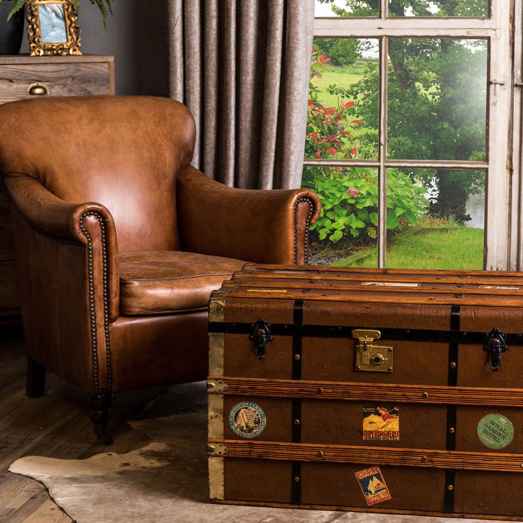 Lansdowne Vintage Style Tan Leather Armchair