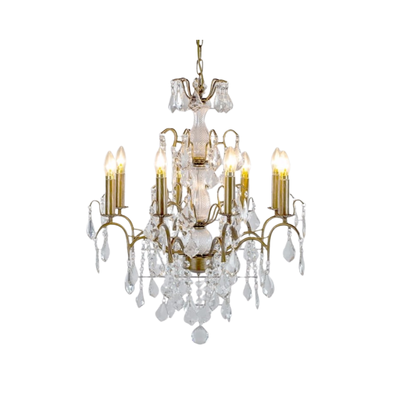Large Gold 8 Branch French Chandelier