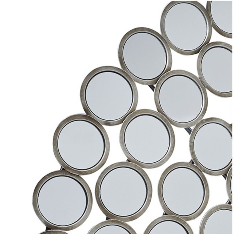 Large Round Convex Antiqued Silver Multi Mirror