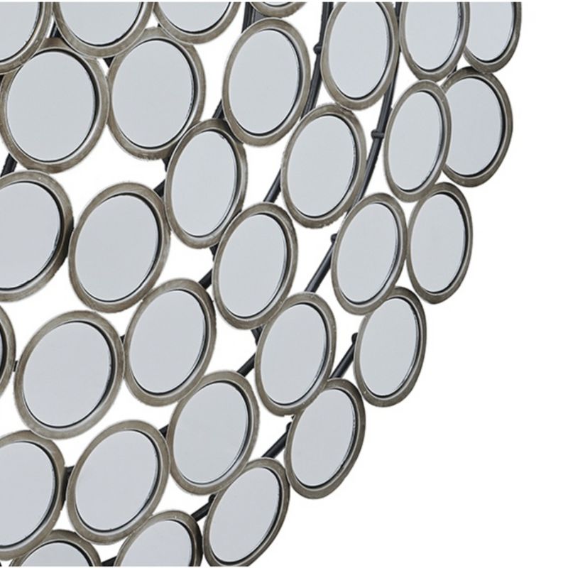 Large Round Convex Antiqued Silver Multi Mirror