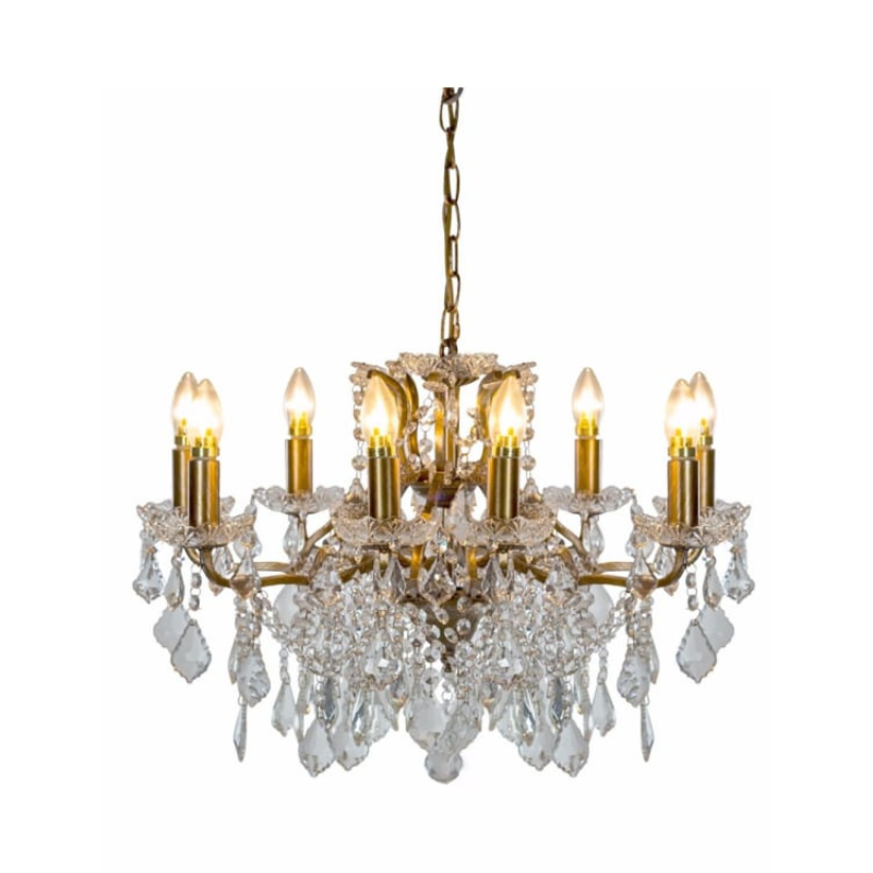Medium 8 Branch Brushed Gold Shallow Chandelier
