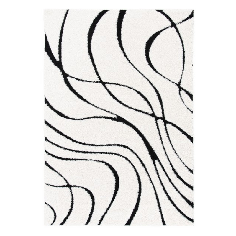 Contemporary Black and White Abstract Rug