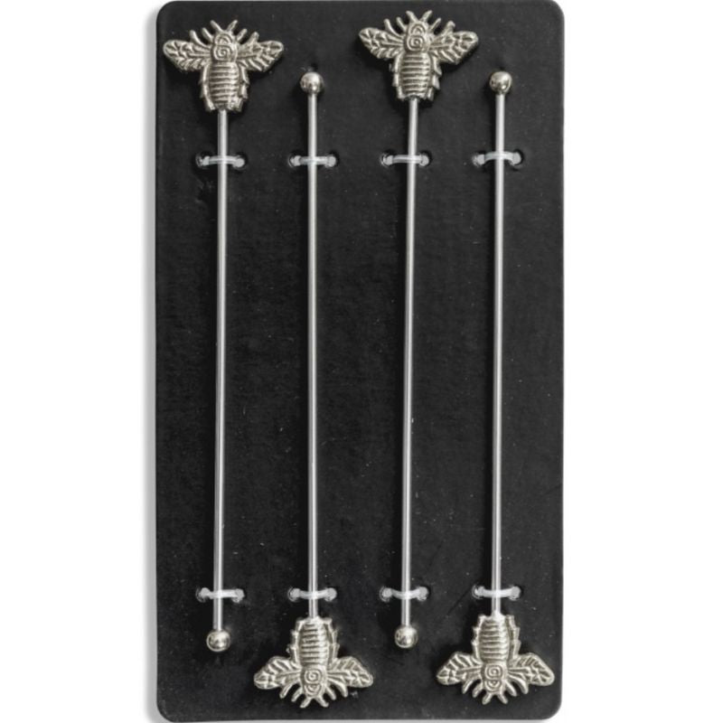 Set of 4 Nickel Bumblebee Drinks Stirrers