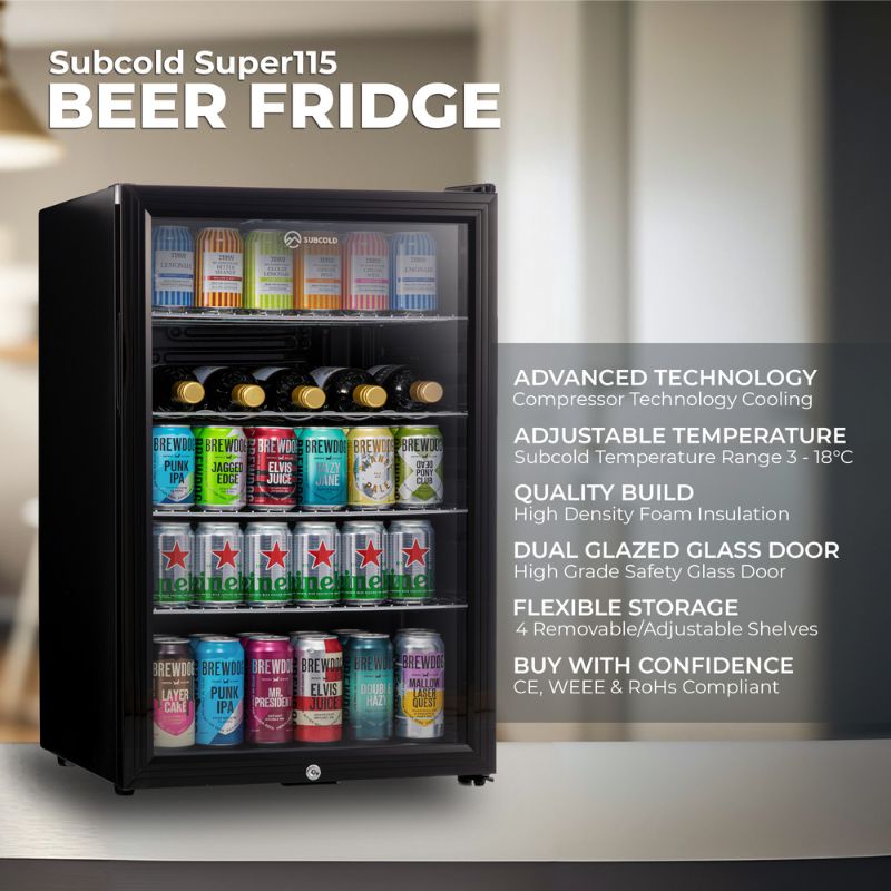 Subcold Super 115 LED Black Beer Fridge