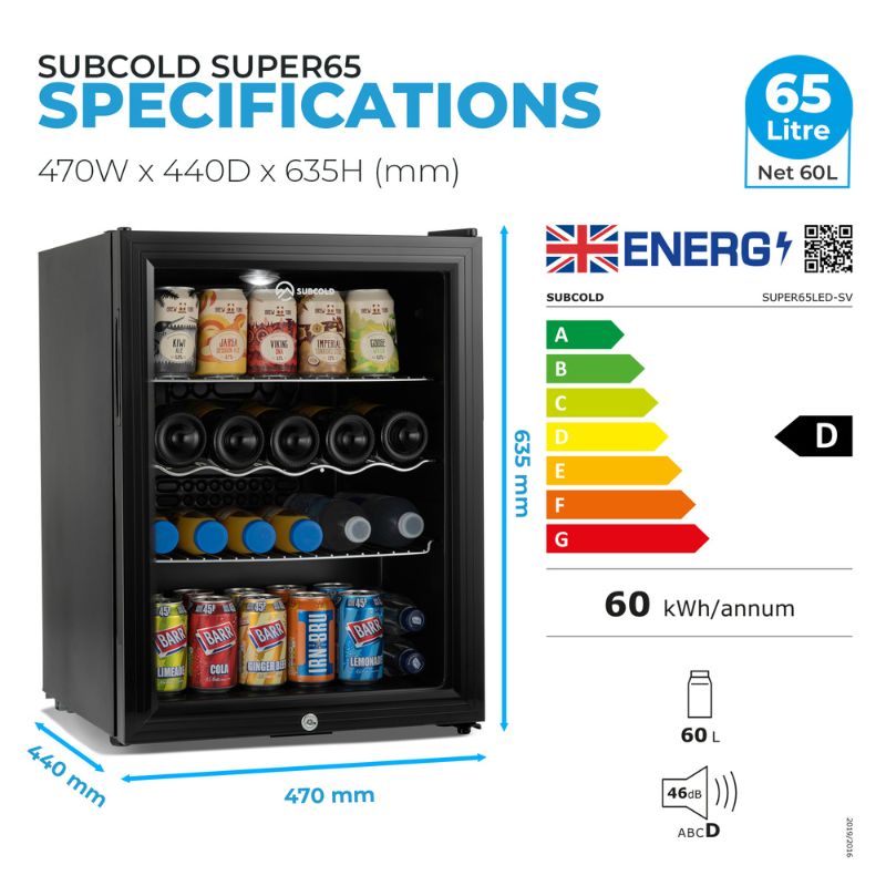 Subcold Super 65 LED Black Beer Fridge