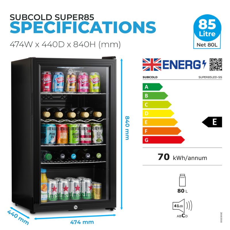 Subcold Super 85 LED Beer Fridge – Black