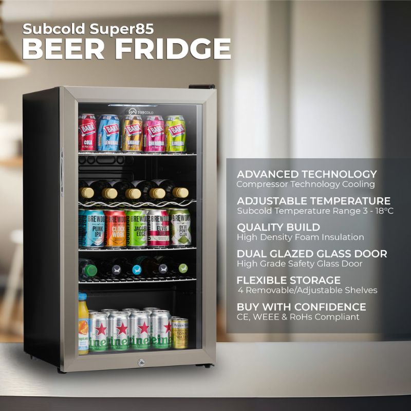 Subcold Super 85 LED Beer Fridge – Stainless Steel
