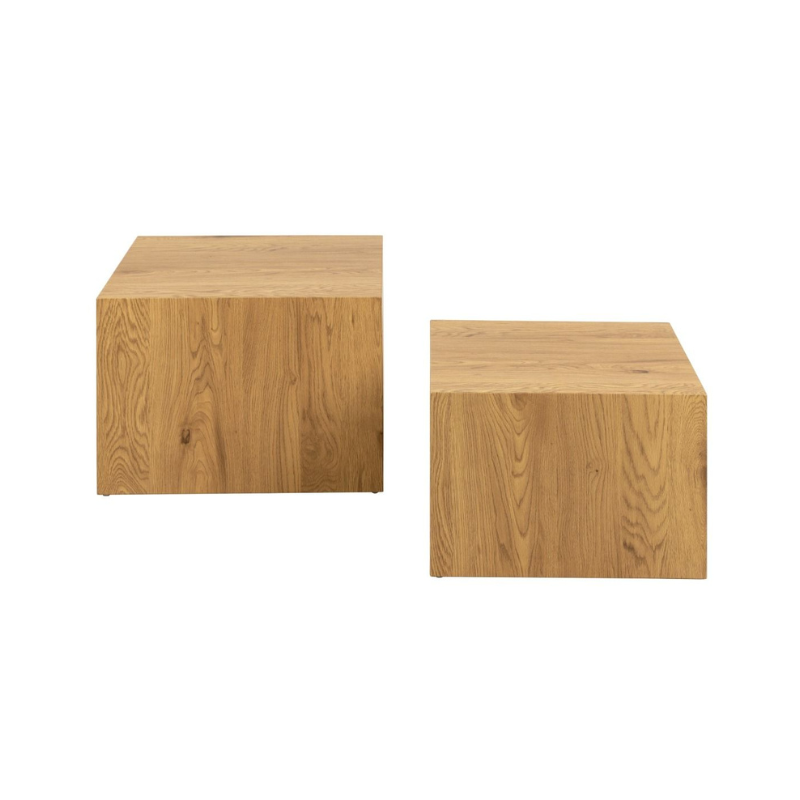Dice Square Coffee Table Set in Oak Effect