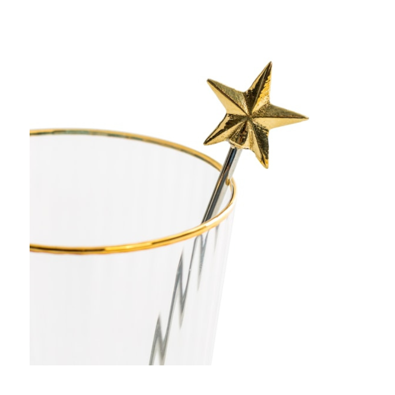 Set of 4 Gold Star Drinks Stirrers
