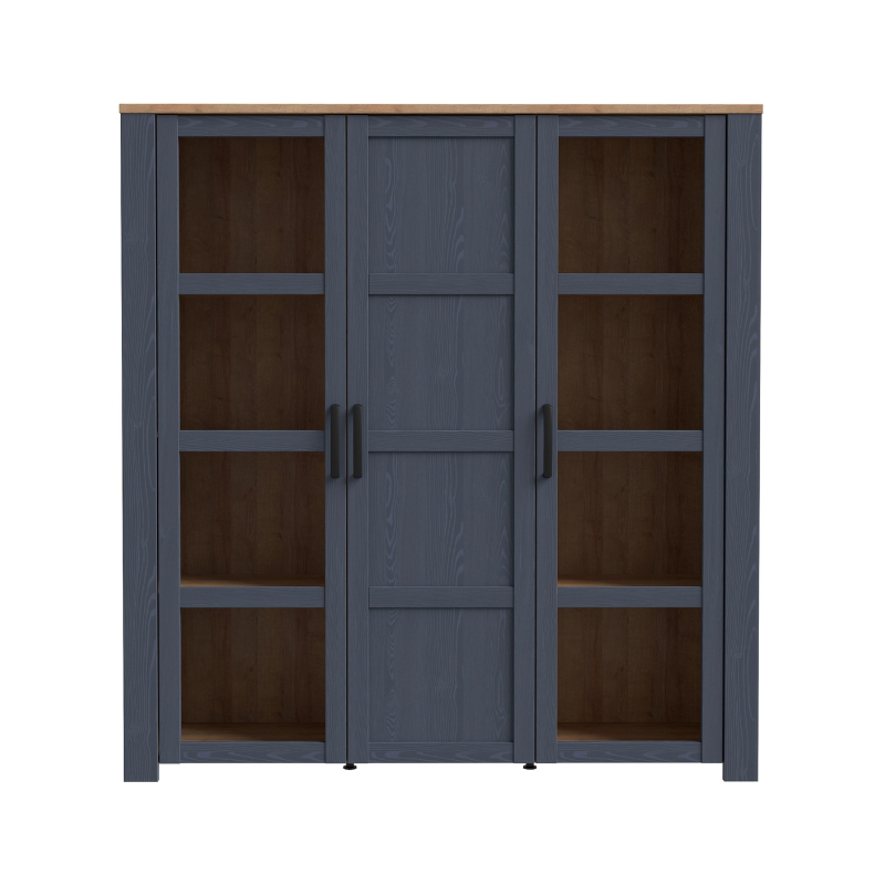 Bohol Large Display Cabinet in Riviera Oak/Navy with Optional LED Lighting