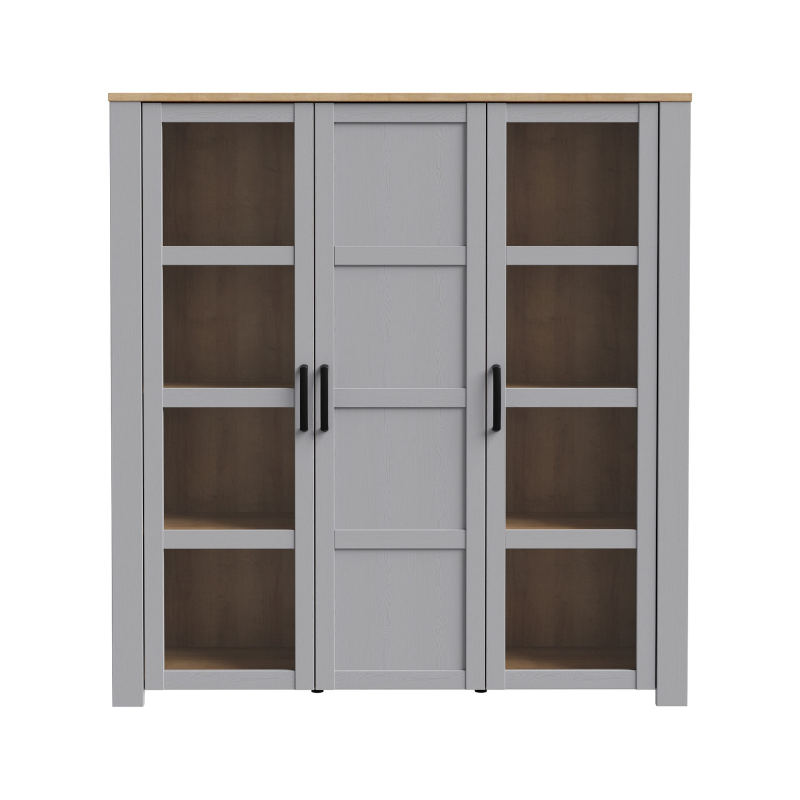 Bohol Large Display Cabinet in Riviera Oak/Grey Oak with Optional LED Lighting