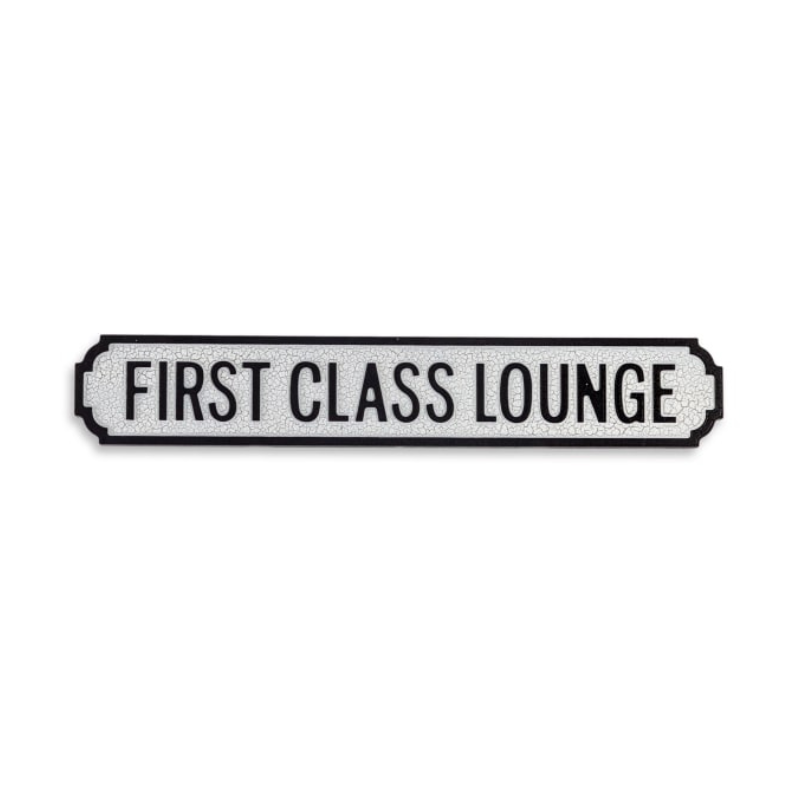 Antiqued Wooden "First Class Lounge" Road Sign