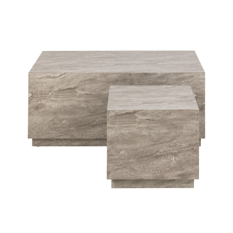 Dice Coffee Table Set in Grey Marble