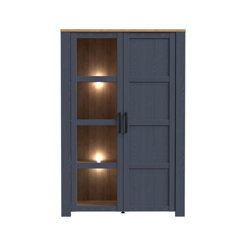 Bohol Display Cabinet in Riviera Oak/Navy with Optional LED Lighting