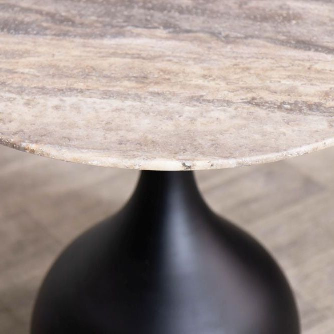 Bicester Side Table with Grey Travertine Top