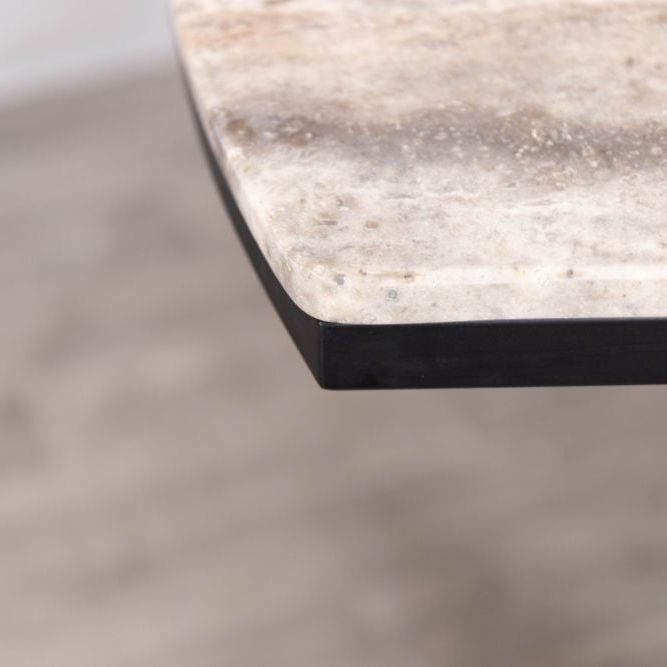 Eton Breakfast Bar Table With Grey Travertine Top