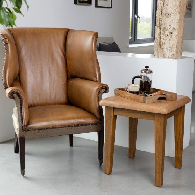 Fairmont Leather Wingback Chair - Tan