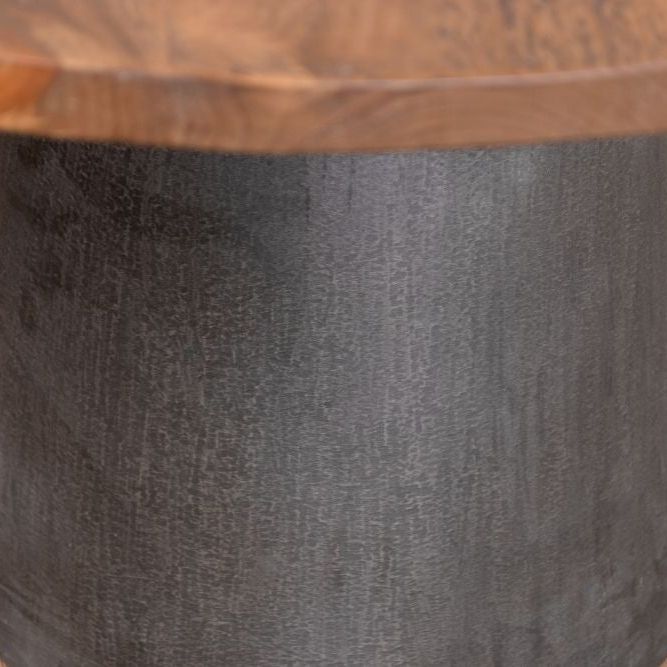 Round Vintage Dining Table with Pine Top and Metal Base