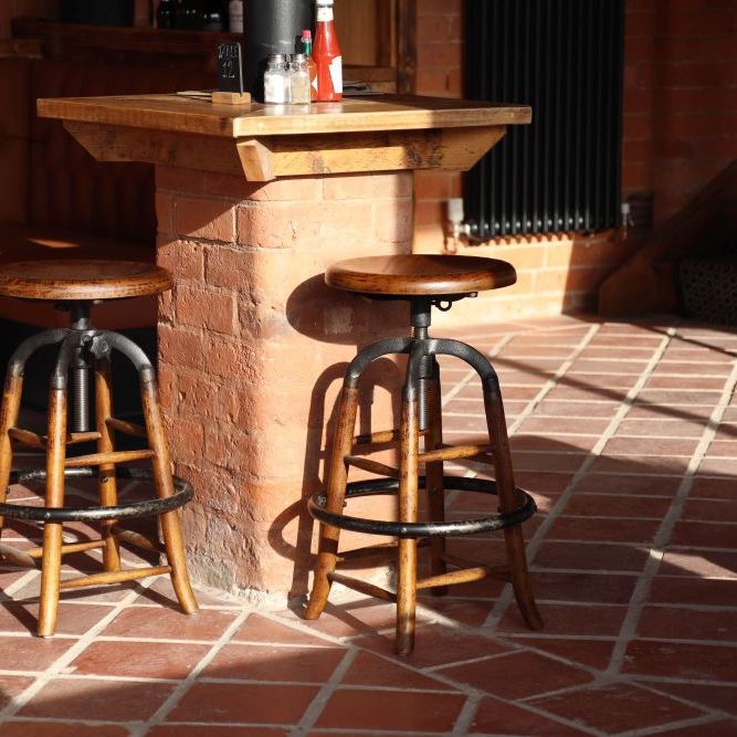 Old English Rustic Oak Bar Stools