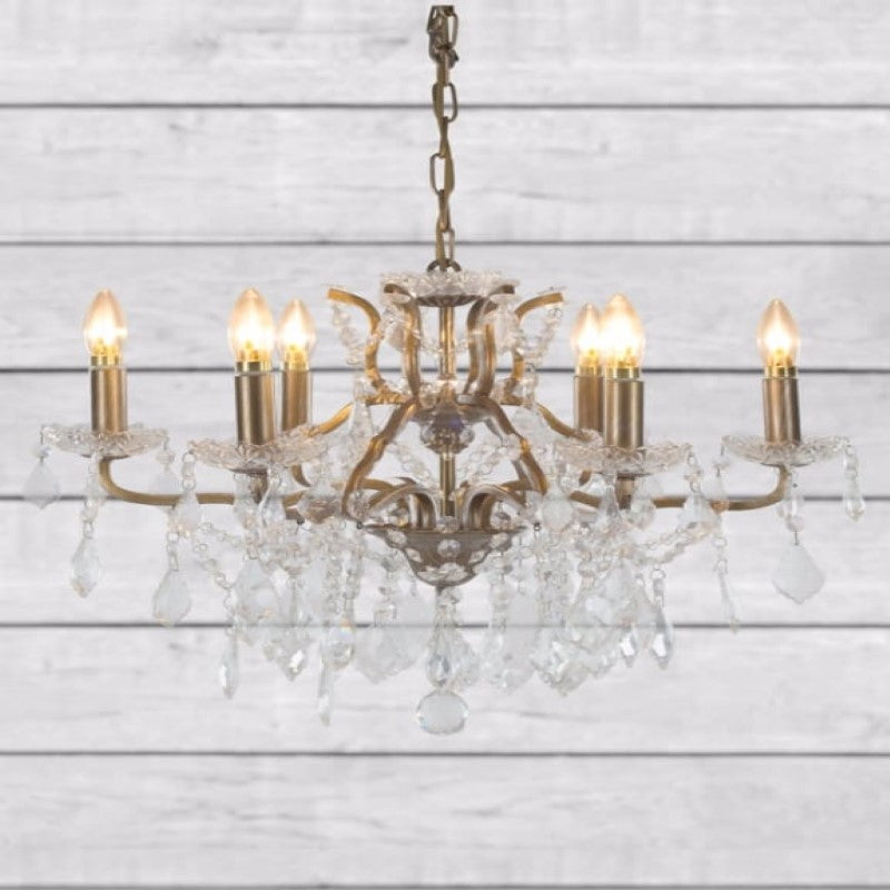6 Branch Brushed Gold Shallow Chandelier