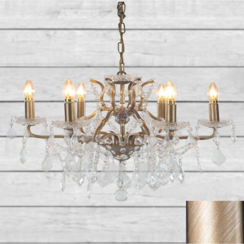 6 Branch Brushed Gold Shallow Chandelier