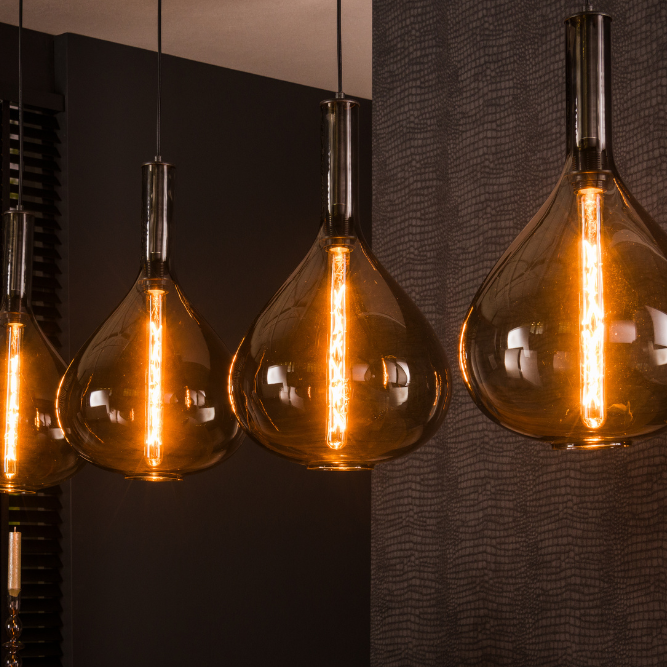 Ariana 4 String Smoke Glass Pendant Light