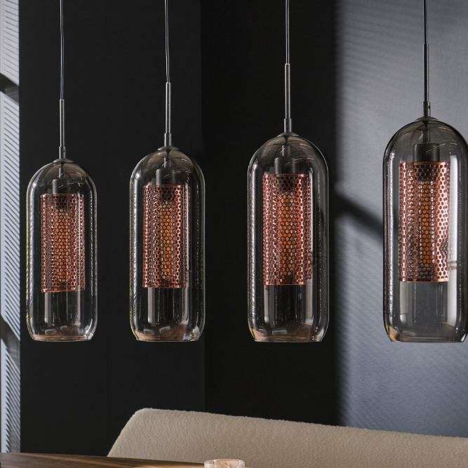 Selena 4 String Smoke Glass Pendant Light