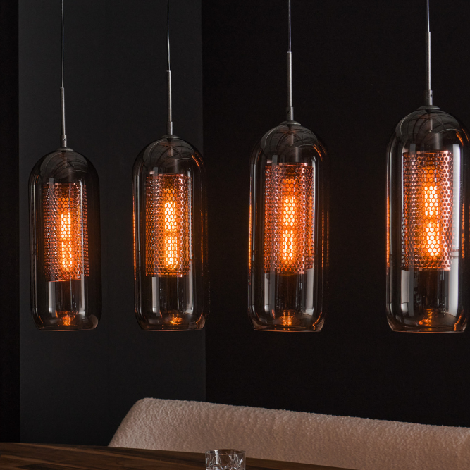 Selena 4 String Smoke Glass Pendant Light