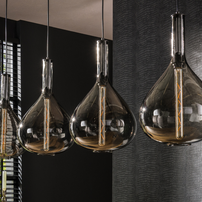 Ariana 4 String Smoke Glass Pendant Light