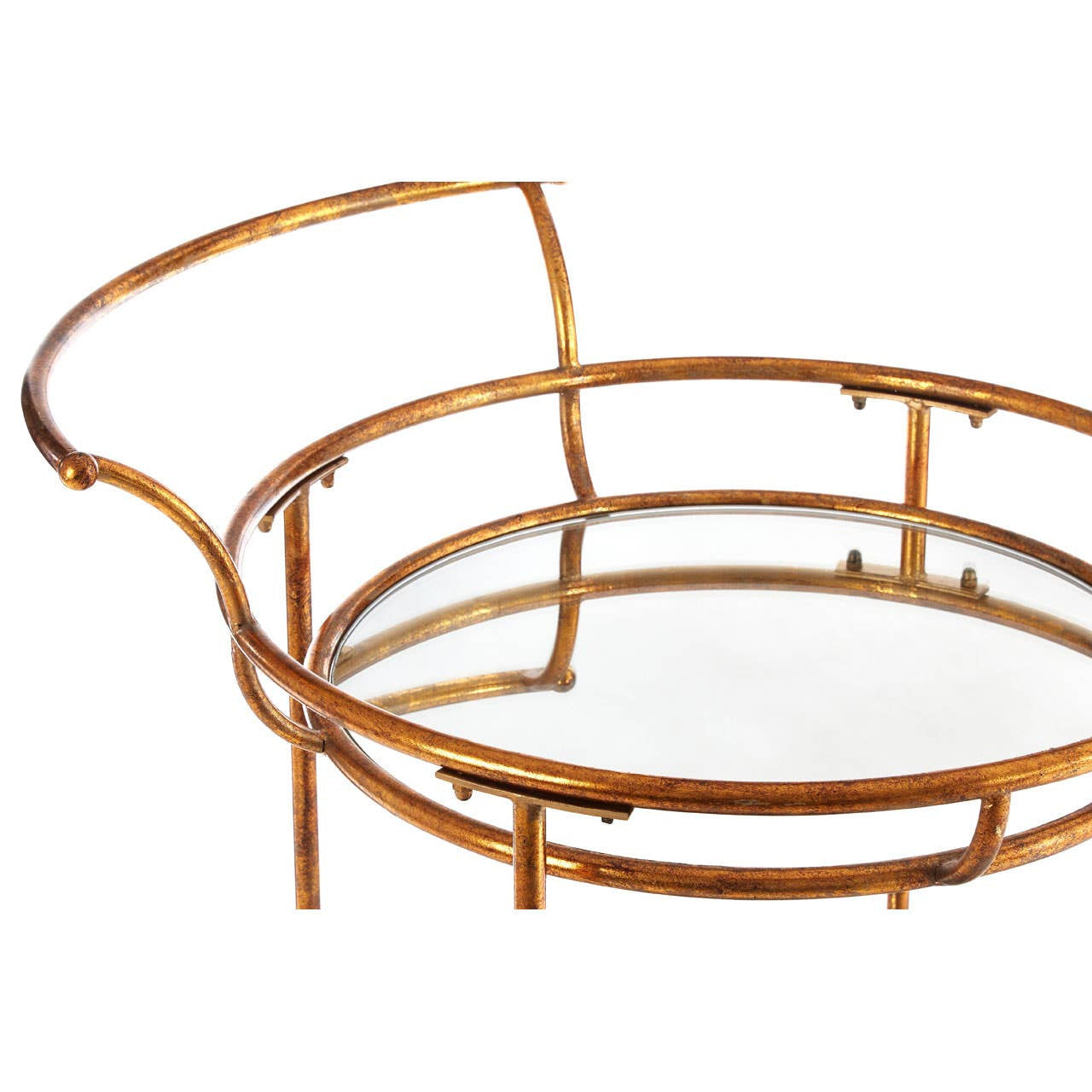 Aurelie Round Drinks Trolley – Warm Gold & Mirror